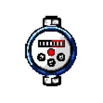 Digital water meter pixel art vector illustration Stock Illustration