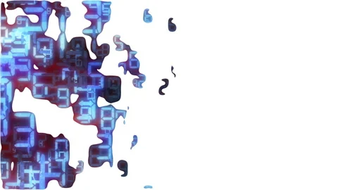 Digital watercolor .Digital explosion. mathematical process. The blue letters Stock Footage 86283336