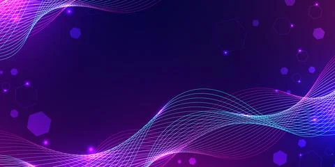 Digital wave abstract background featuring glowing neon blue and purple lig.. Stockillustratie