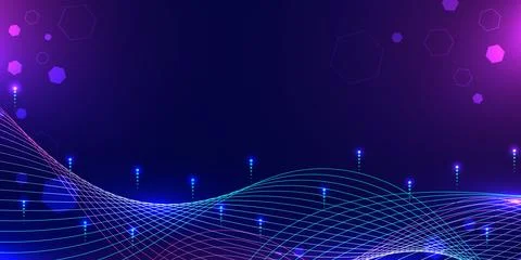 Digital wave abstract background high-tech featuring glowing neon digital w.. 스톡 일러스트