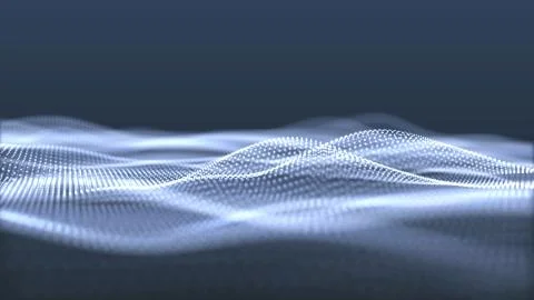 Digital wave background abstract, particle grey color graphic photo 3D. Stock Illustration