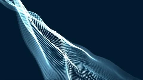 Digital wave background abstract particle green color illustration. Stock Illustration