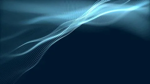 Digital wave background abstract particle green color illustration. Stock Illustration