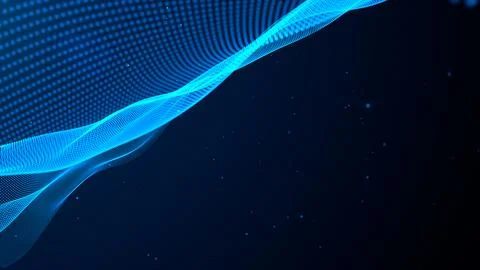 Digital wave background abstract particle blue color illustration.3d illust.. Stock Illustration