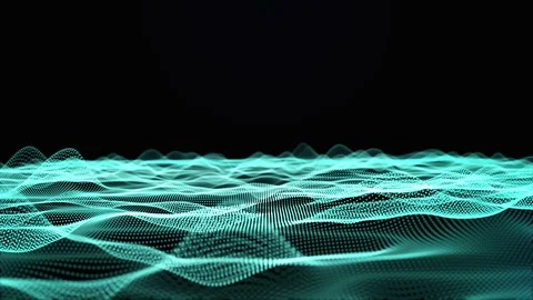 Digital wave background abstract title animation of particle green color. Stock Footage 93267806