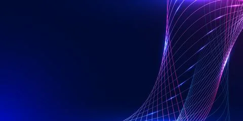 Digital wave background featuring glowing wavy lines with geometric triangl.. Illustrazione stock