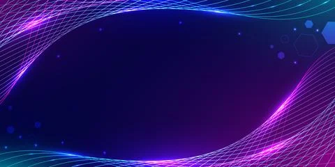 Digital wave background with flowing glowing lines and hexagonal shapes. Co.. Stockillustratie