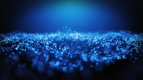 Digital Wave Blue Particles Form Background Stock Illustration