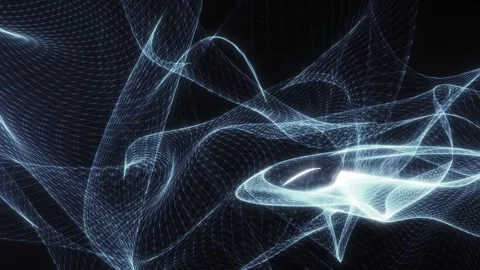 A digital wave of connections and global data networks. Particles and dots Stock Footage 320240146