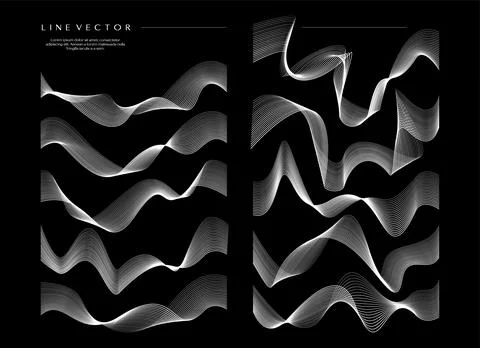 Digital wave form blend line design vector bundle. Abstract motion lines graphic Stock Illustration