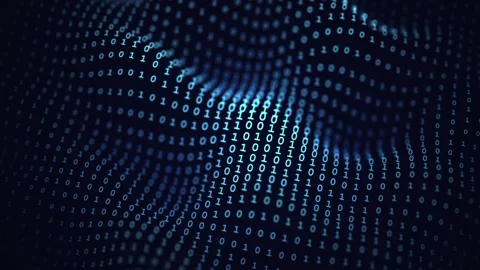 Digital wave of glowing binary code in motion Video stock 237547138