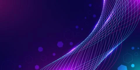 Digital wave illustration with light dots and lines. Represents data flow c.. Illustrazione stock