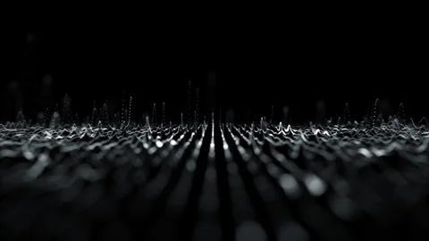 Digital wave lines cybe space network looped on black background Stock Footage 340238526