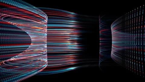 Digital wave with many dots and particles. Abstract dynamic wave background. Stock Footage 337913488