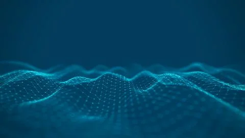 Digital wave network in blue tones, showcasing interconnected lines and glo.. 스톡 사진