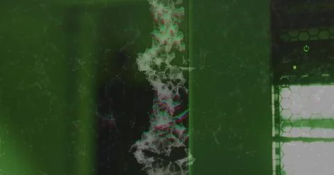 Digital wave of network of connections against green background Stockillustratie
