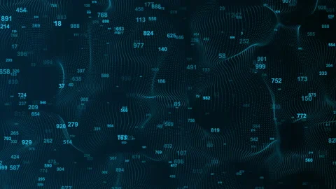 Digital Wave Particle with mixed numbers light effect Stock Footage 340191351