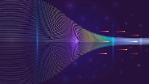 Digital wave particles background. Data science, system illustration. Illustrazione stock