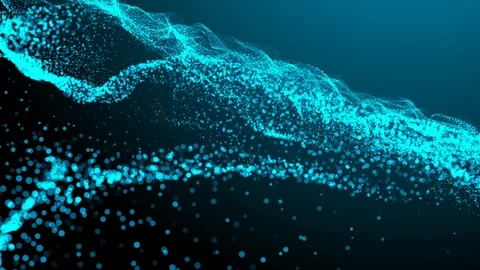 Digital Wave Particles Flow, Blue In Colour Stock Footage 123855383