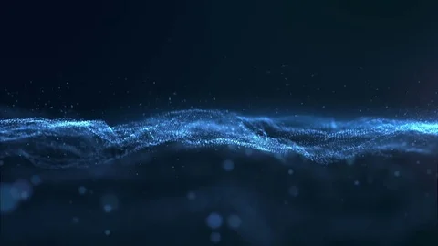 Digital Wave Particles Flow Stock Footage 74284381