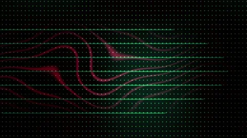 Digital wave pattern on black background with green and red lines. Stock Footage 337459236