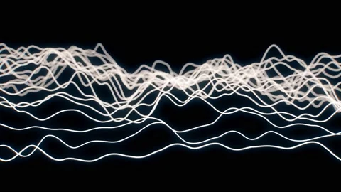 Digital wave spectrum of white threads with depth of field 4k 3d loop background Stock Footage 170183469