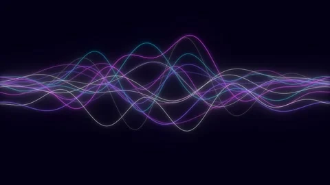 Digital Wave Technology Background with Flowing Neon Data Stream and Abstract 库存影片 336353433