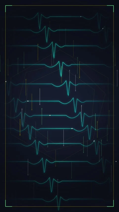Digital Waveform Analysis: Abstract Blue Sound Pulse Data Visualization Stock Footage 348818185