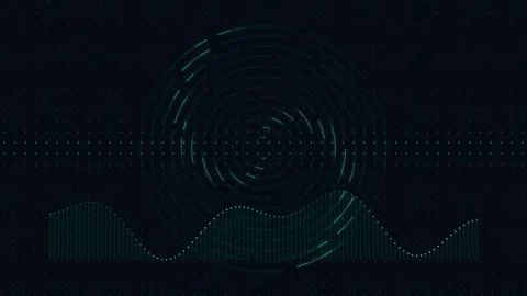 Digital waveform and radar circle on dark background, technology concept Stock Footage 340386592