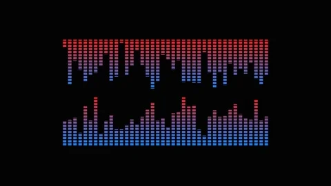 Digital waveform animation in blue and red showing audio data during a clea.. Video stock 342522240