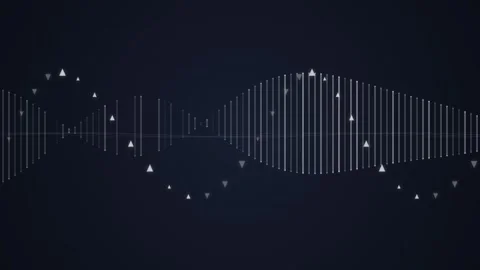 Digital Waveform Data Visualization with Abstract Particles and Grid Backgrou Stock Footage 348072799