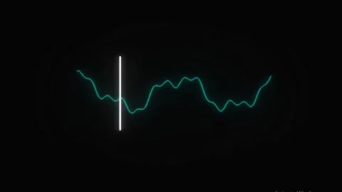 Digital waveform graph pulses with light accent during data analysis on dar.. 库存影片 348129528