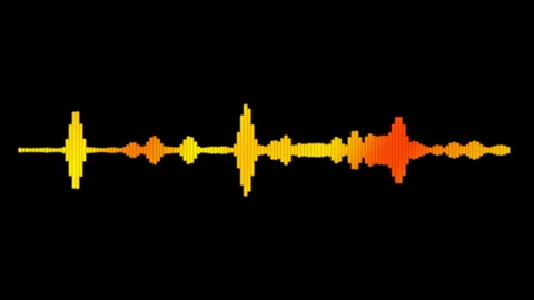 Digital waveform of sound energy with nice floating colors on black screen Video stock 287494479
