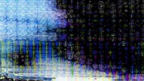 Digital Waves: Abstract Tech Background with Luminous Orbs and Lines Video stock 282395727