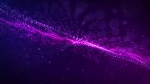 Digital waves from bright glowing particles. Abstract technological backgroun Stock Footage 306857526