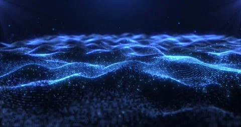 Digital waves of glowing particles and dots, abstract background Stock Footage 242150610