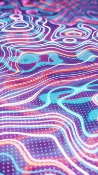Digital Waves: The Hypnotic Flow of Pixelated Ribbons Ilustración de archivo