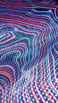 Digital Waves: The Hypnotic Flow of Pixelated Ribbons Ilustración de archivo