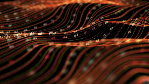 Digital Waves Macro Red Data Top View Stock Footage 305351662