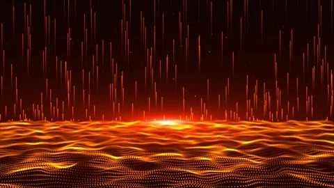 Digital waves of particles emit light and stream of data points, big data Stock Footage 255788371