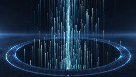 Digital waves of particles emit light and stream of data points, big data Stock Footage 289215298