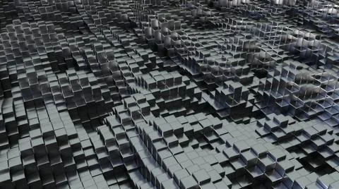 Digital waves from rectangles and squares abstract background. Mosaic city... Stock Photos