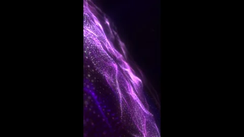 Digital waves of violet colored particles glow. Big data visualization Stock Footage 253513943