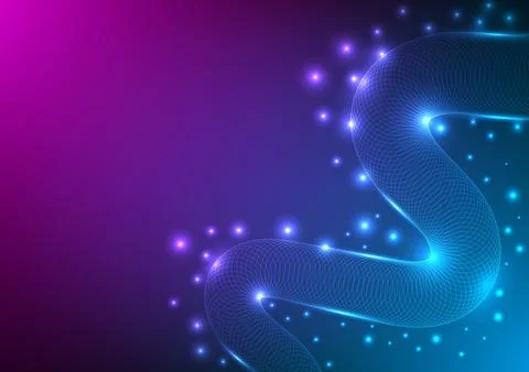 Digital Wavy gradient background. Colorful futuristic wireframe and wave. D.. Stock Illustration