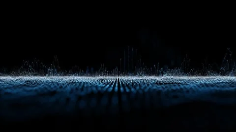 Digital wavy lines oscillation loop motion on clean black background Stock Footage 343610684