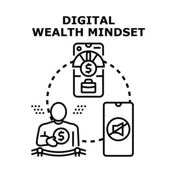 Digital wealth mindset concept with financial technology Stock Illustration