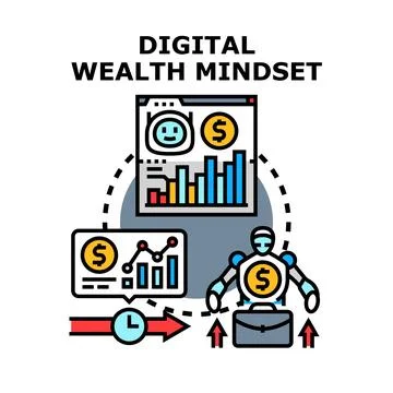 Digital wealth mindset developing financial investment strategy Stock Illustration