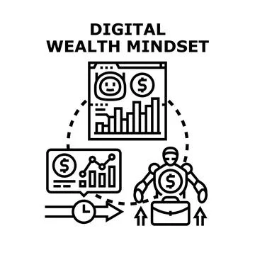 Digital wealth mindset developing financial investment strategy Stock Illustration