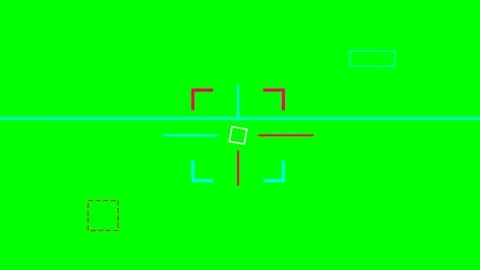 Digital weapon targeting interface with a central crosshair on green screen Stock Footage 340903060
