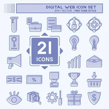 Digital Web Icon Set. suitable for digital web symbol. two tone style. simple Stockillustratie
